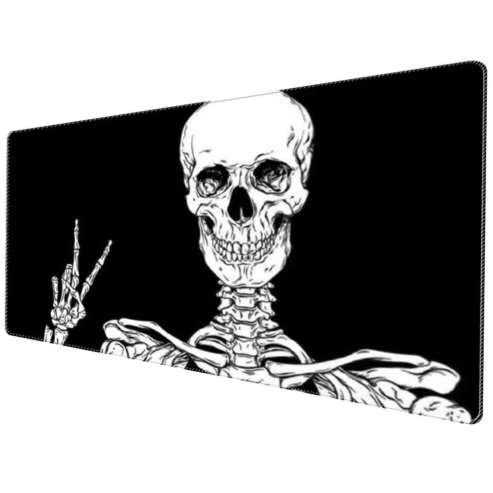 

Large Gaming Mouse Pad with Skull Illustration - Natural Rubber Desk Pad, Precision Stitching, Non-Slip Base, Washable Surface