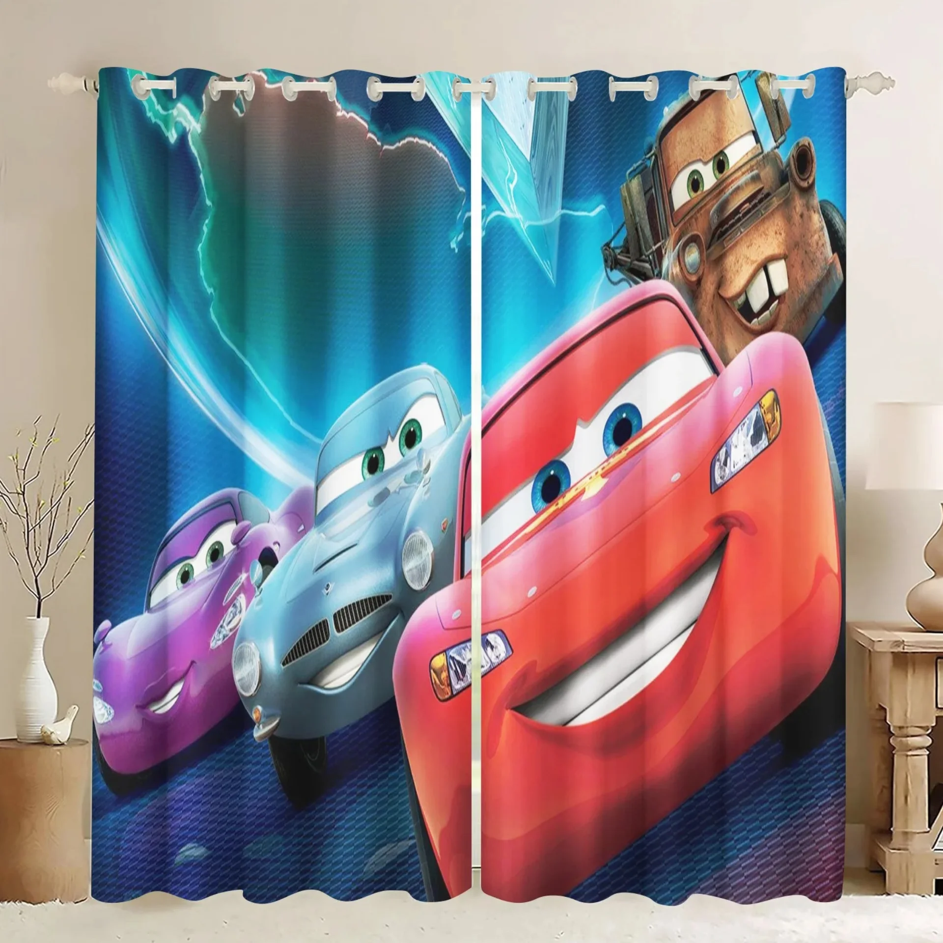 Curtains Cars Cute Disney Cartoon Print Curtains Children's Room Home Bedroom Living Room Study Decoration