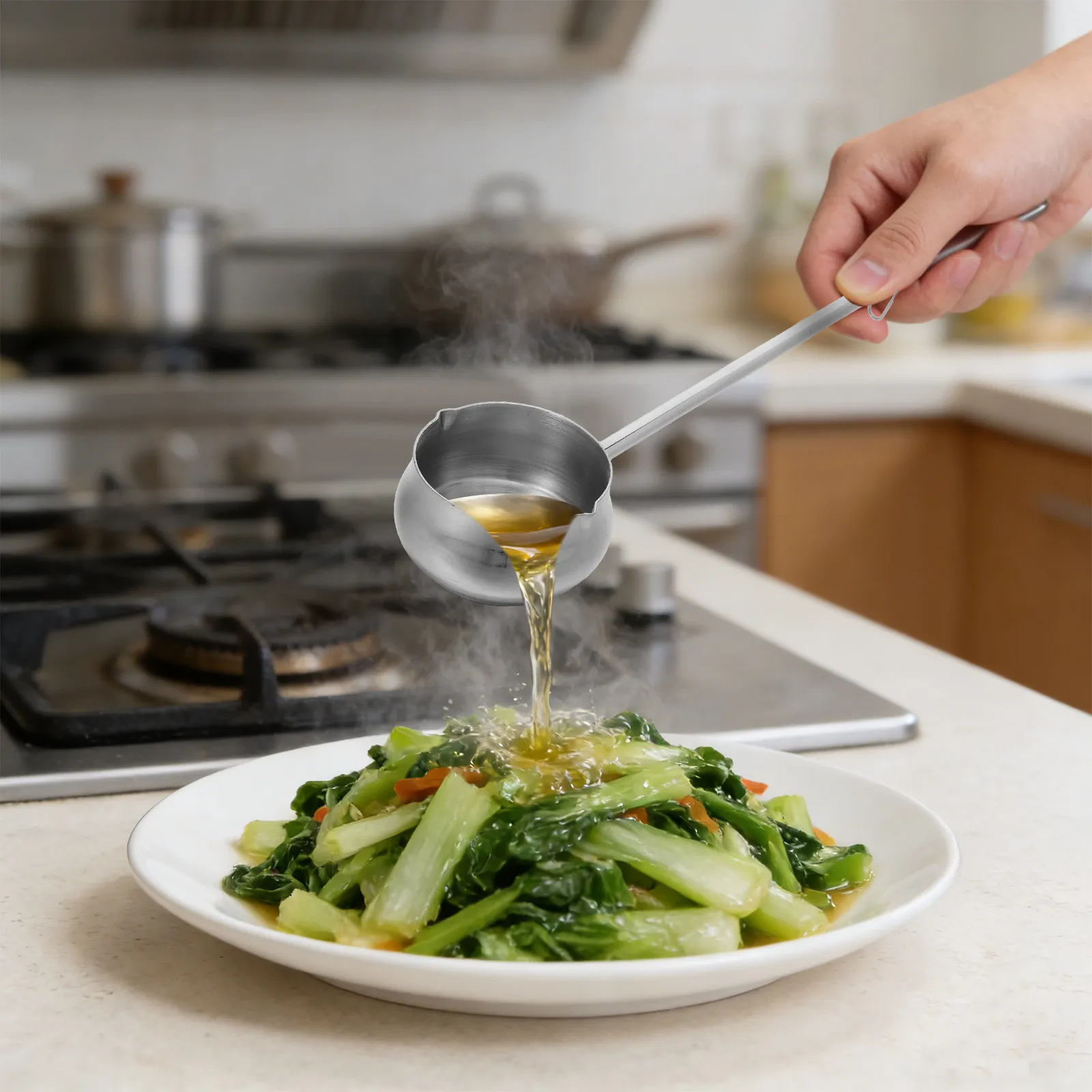 Stainless Steel Mini Soup Pot with Spout and Ergonomic Long Handle Measuring Saucepan for Hot Oil Butter Melting Cheese view 5