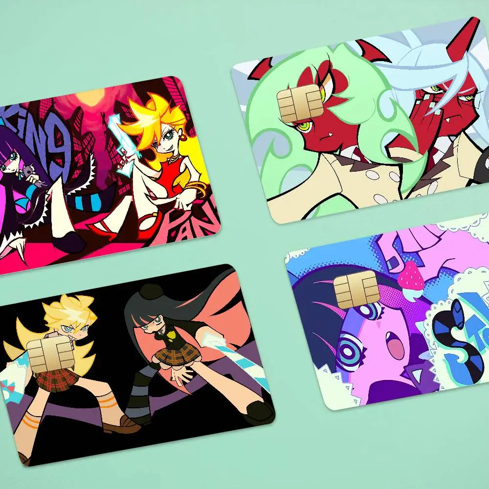 Anime P-Panty & Stocking With Garterbelt Anime Cartoon 1 Set Of 4 Pcs Sticker Film Skin For Credit Card Debit Bank Bus Card