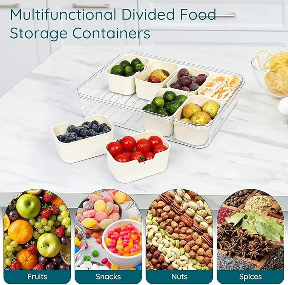 Snackle Box Container With Ice Pack 8 Removable Compartments Keeps Food Fresh And Protected Air