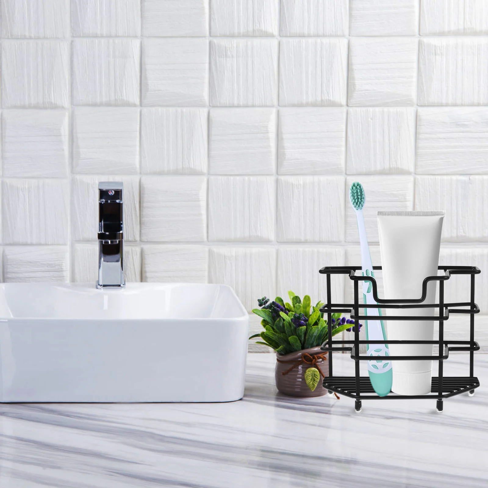 

Toothbrush Holder Home Holders Bathroom Toiletries Stainless Steel Countertop Household Rack Stand