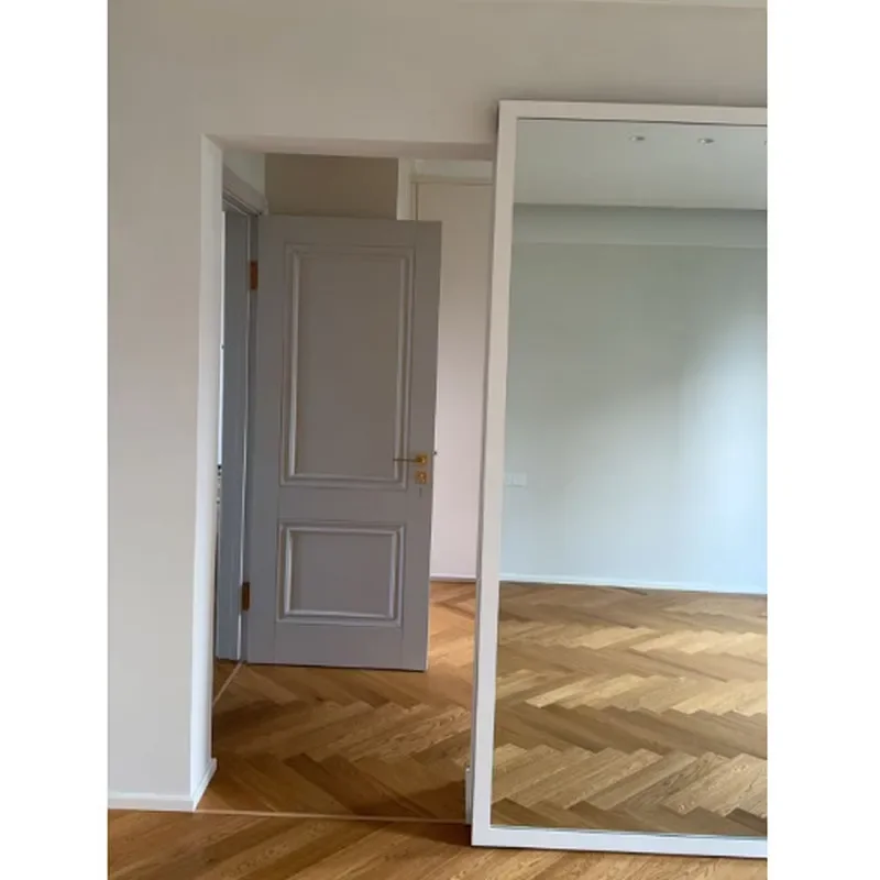 Ultra Narrow Frame Full Length Mirror Sliding Door for Kitchen Bathroom Study Cloakroom Trackless Ghost Door System