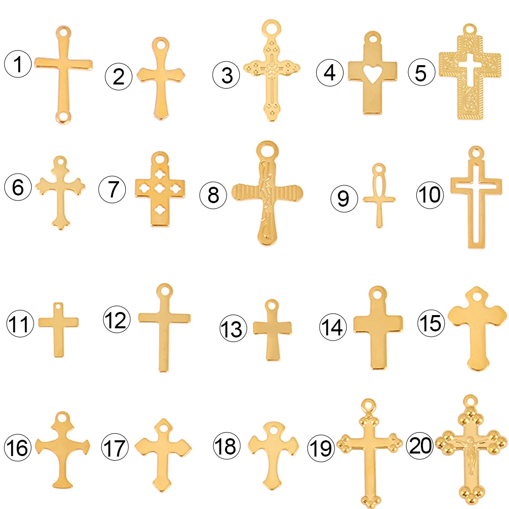 30pcs/Lot Stainless Steel Charm Cross Charms for Jewelry Making Supplies Crosses Pendants Connector DIY Accessories Bracelet