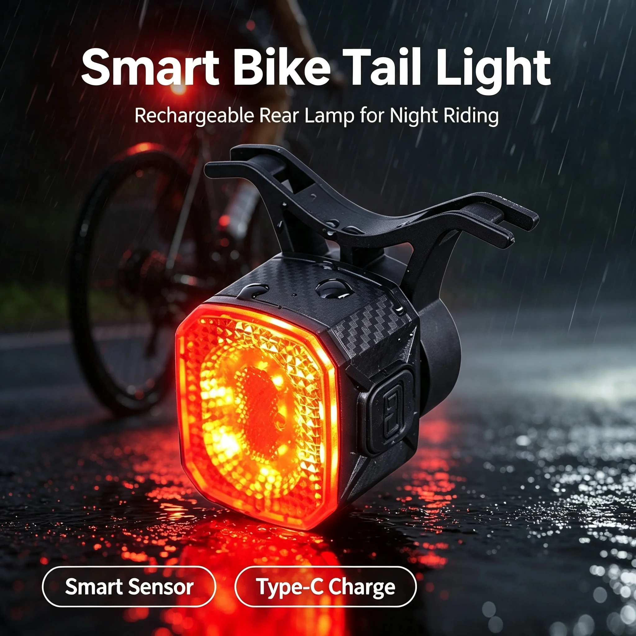 Bicycle Smart Brake Sensing Light Rechargeable Bike Rear Lamp Intelligent Light Sensor Cycling Taillight MTB Bike Accessories