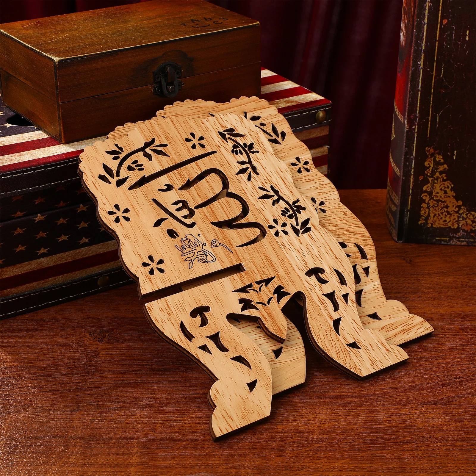 

Wooden Book Holder With Hollow Out Design For Quran Recipe Magazine Display Stand Bookend Desk Organizer Storage Bracket