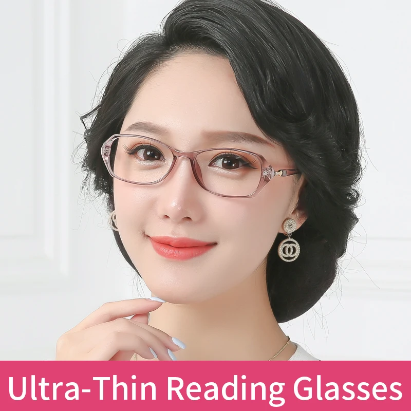 Ultra-light Reading Glasses Anti Blue Ray Anti-fatigue for Women, Lightweight TR90 Frame, Blue Light Blocking Hard Resin Lens