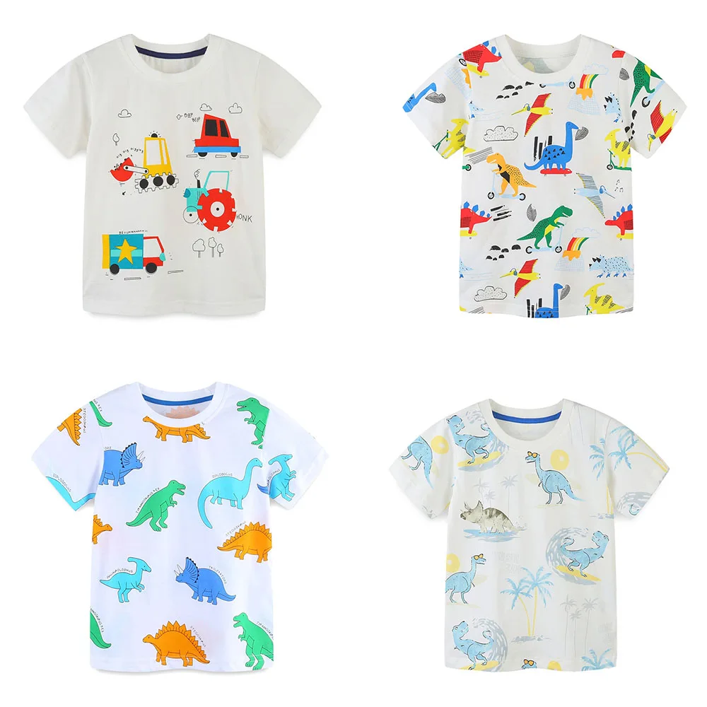 Jumping Meters Summer Animals Boys Girls T-Shirts 2-7T Short Sleeve Print Fashion Children's Clothing Tees Kids Tops