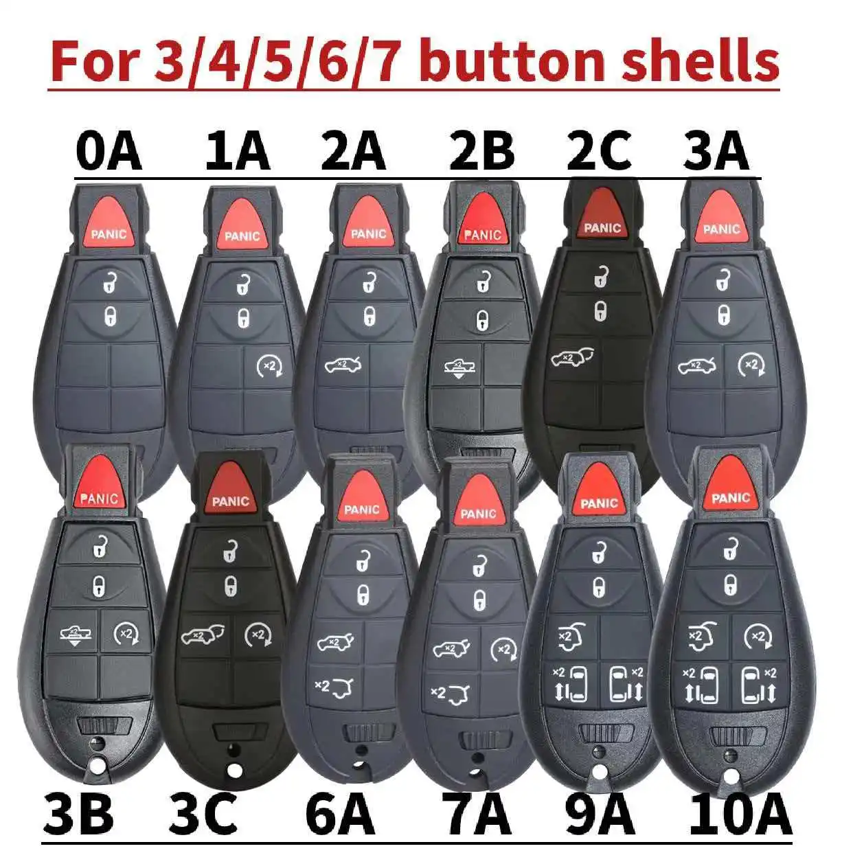 

3/5pieces 3/4/5/6 Buttons Smart Remote Key Fob Shell Case Replacement For Chrysler Town & Country Dodge Caravan Journey IYZ-C01C