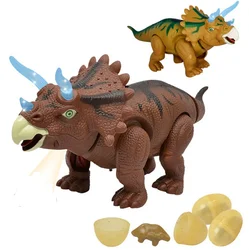 Electric Walking Lay Eggs Dinosaur Toys Glowing Dinosaurs with Sound Animals Model  for Kids Children Interactive  Gift