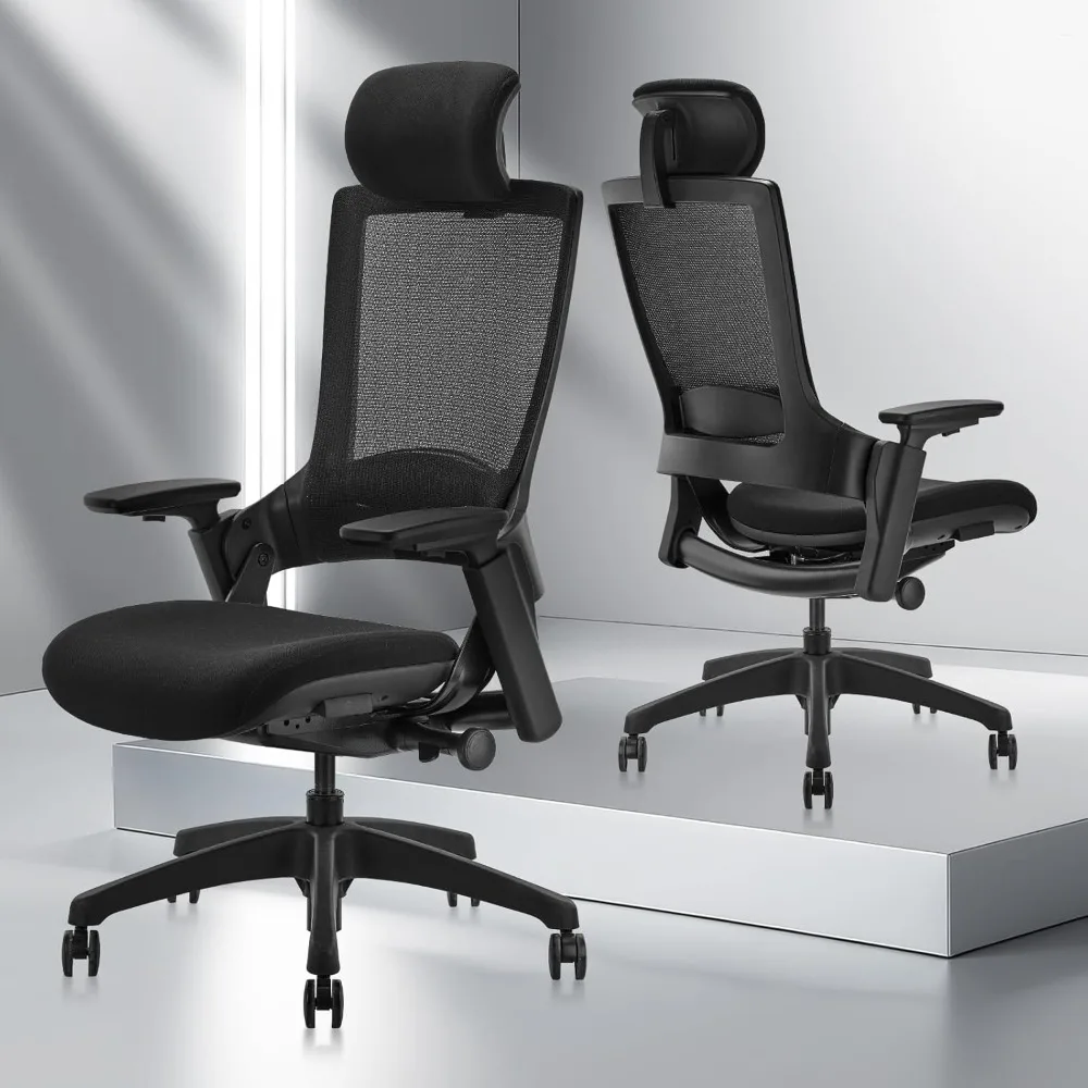 

Ergonomic High Swivel Executive Chair with Adjustable Height Head 3D Arm Rest Lumbar Support and Upholstered Back for Home Offi