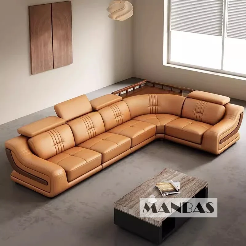 Linlamlim Premium Italian Genuine Leather Sofa Set Big Sectional Couch Living Room Sofas With Adjustable Headrest Home Furniture