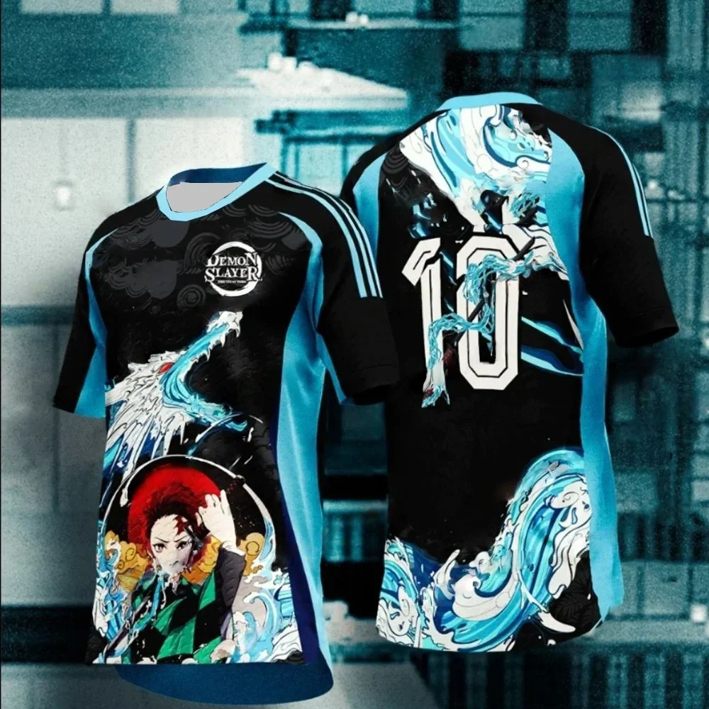 Sommer 2026 Ghost Slayer Jiro Tanjiseros „Wasseratmung Nr. 10-Zoll-T-Shirt mit Fußball-Motiv und 3D-Druck, atmungsaktiv, für Erwachsene, Familienoberteil