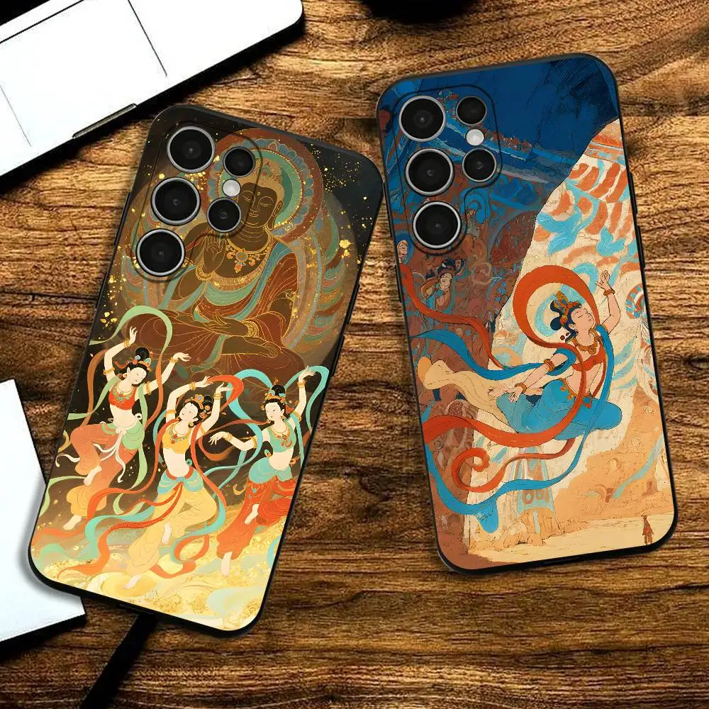 

Dunhuang Style Apsara Phone Silicone Case for Samsung S24,22,20,23,21,20 Ultra Plus Lite 5G Print Cover