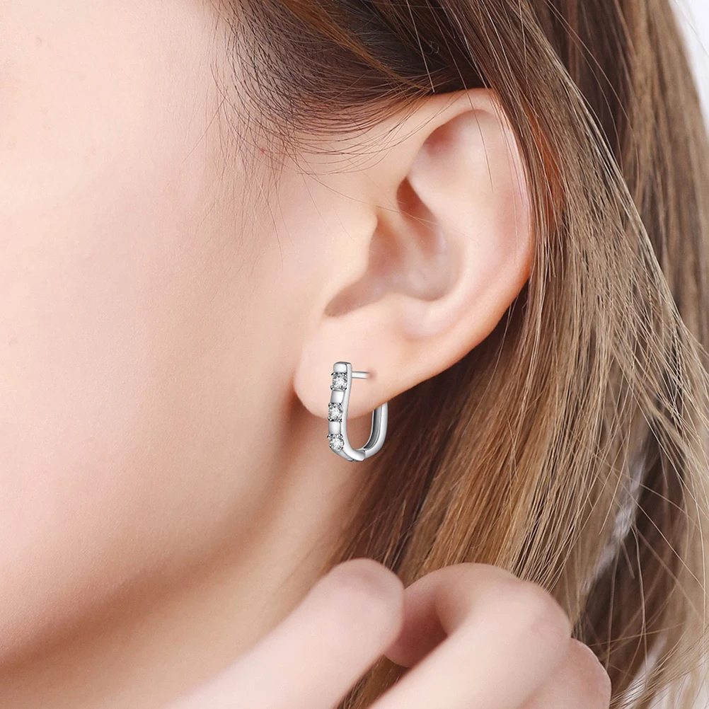 

Одна пара серебряных длинных U-образных висячих сережек с цирконием, модные украшения для свадебной вечеринки, женские аксессуары, специальный подарок