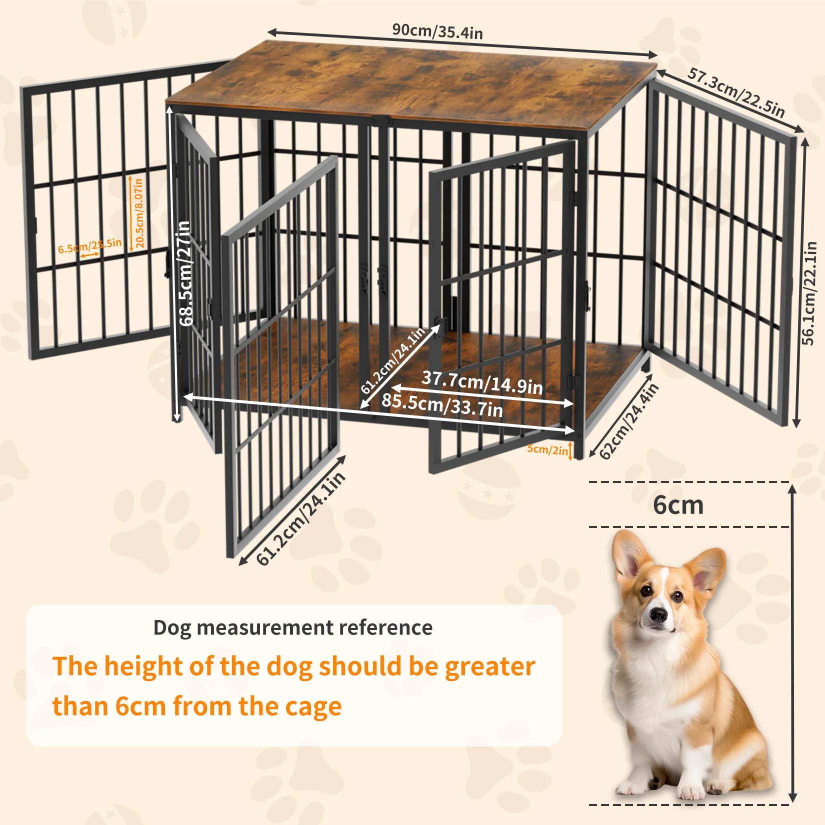 Dog Crate Furniture Heavy Duty Dog Kennels, End Side Table, Wooden Dog House for Small Medium Large Dog Chew-Resistant