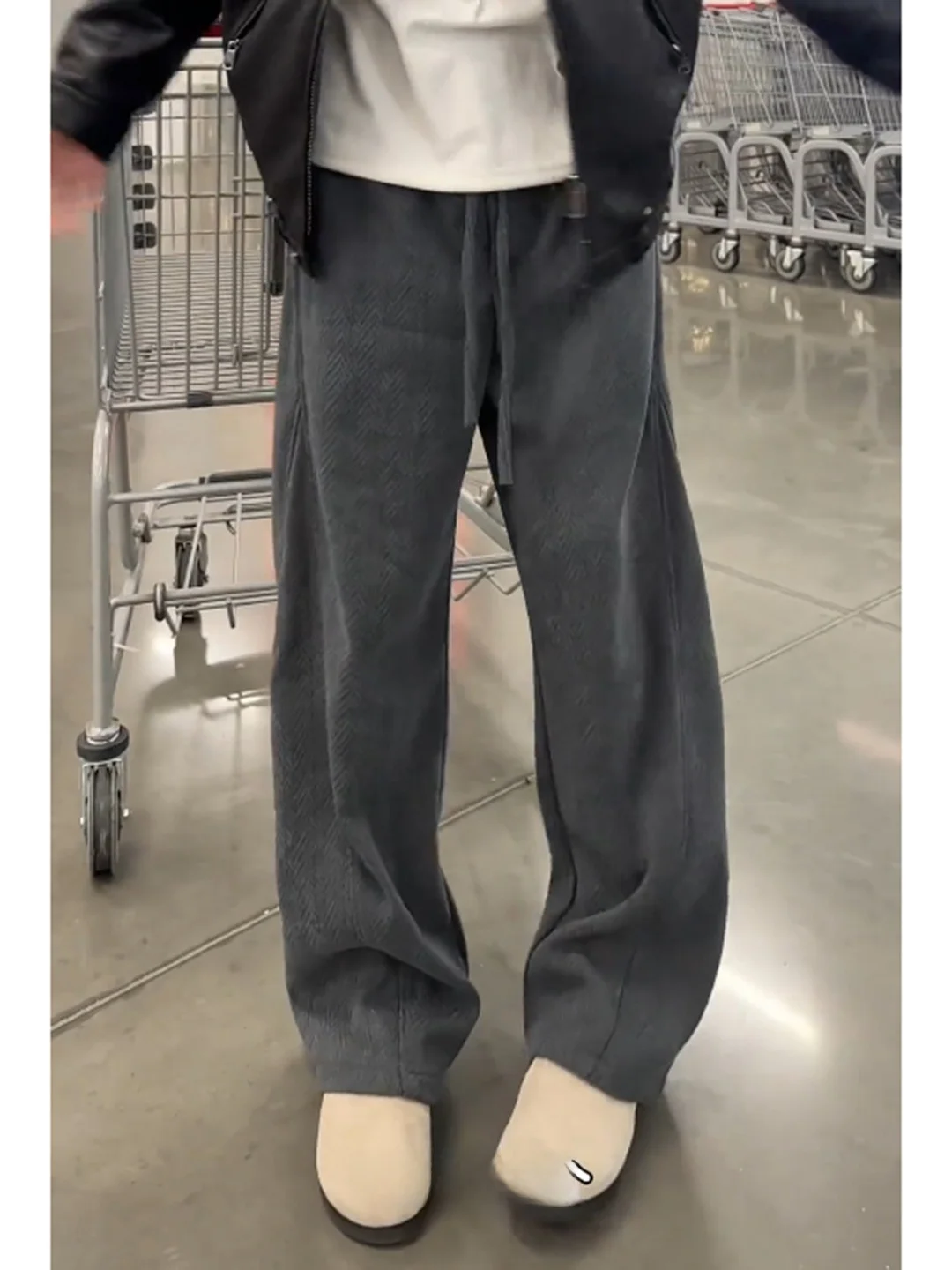 

Мужские повседневные брюки с винтажным узором «пшеничный колос», на флисовой подкладке, прямого кроя, широкие штанины, осенне-зимние, в американском ретро-стиле