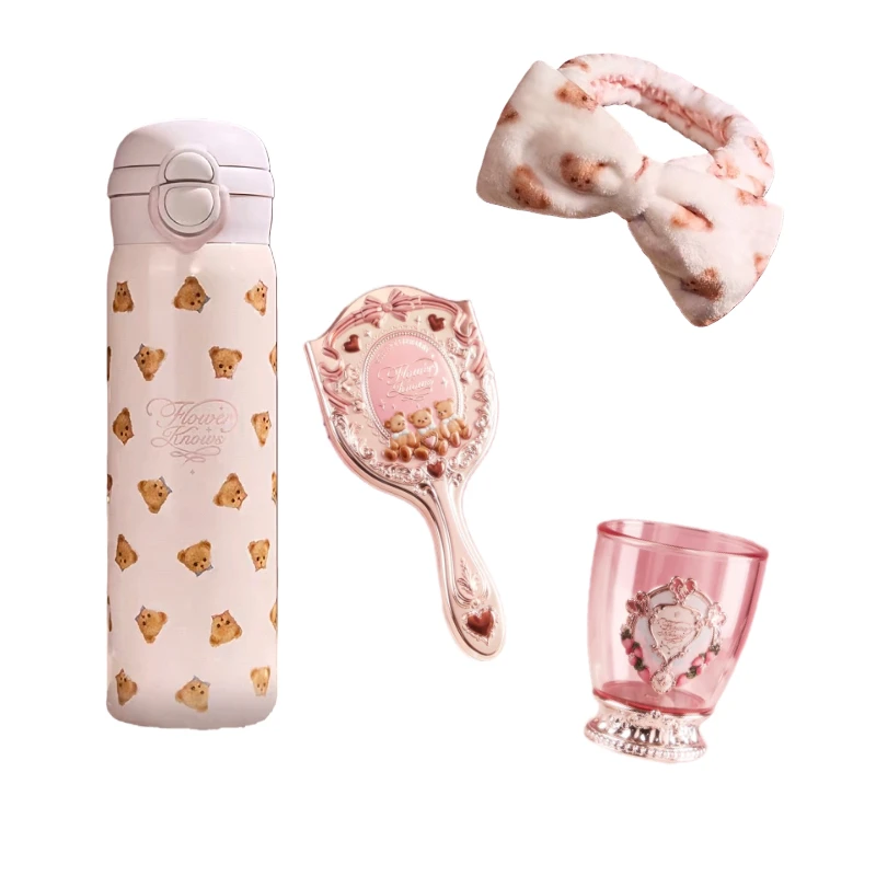 Flowerknow Makeup Kit with Thermos Cup And Hair Bands Air Cushion Comb - Complete Beauty Essentials 2026 New Year Gift Set