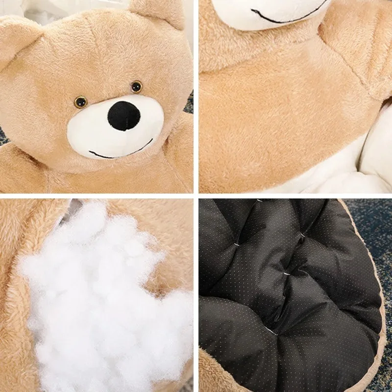 Imagem -05 - Cama de Cachorro de Pelúcia Ninho de Gato Tapete Destacável e Lavável Abraço de Urso Semi Fechado Sofá Quente Pet Fornecimentos Inverno