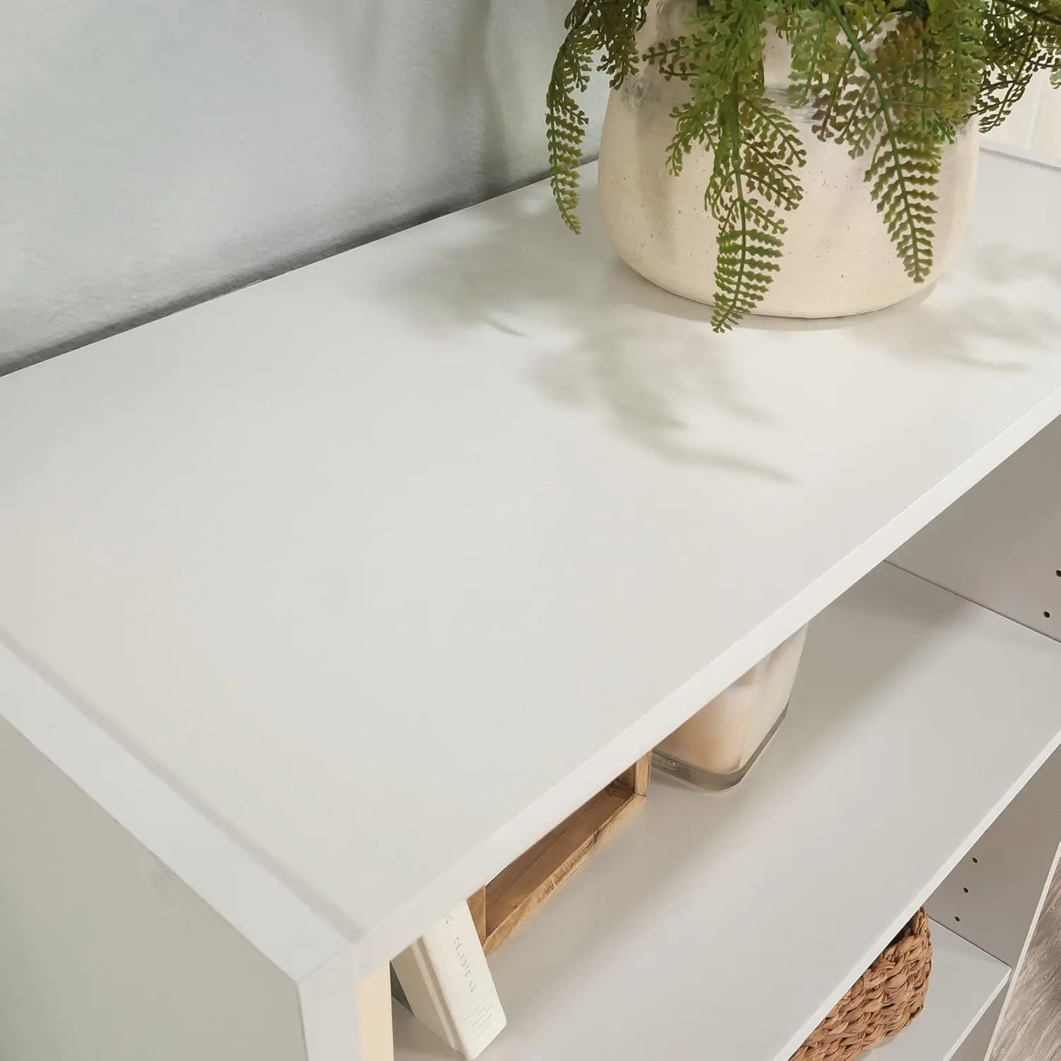 Adjustable 3-Shelf Bookcase in Soft White Finish, Engineered Wood Construction