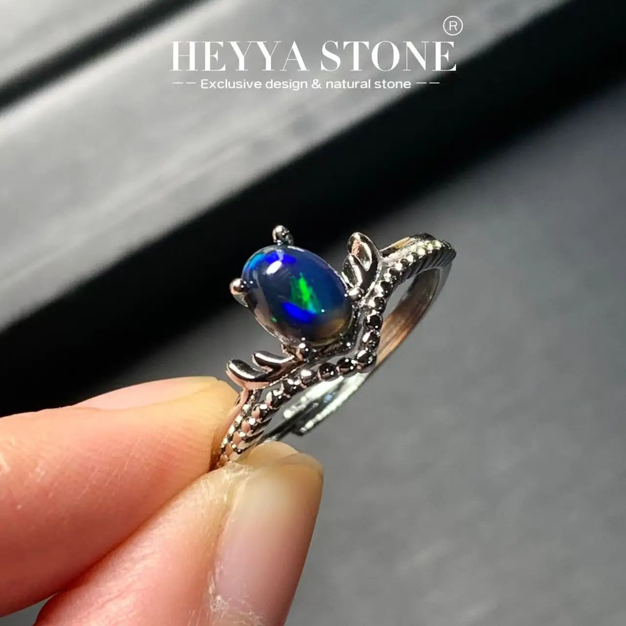 

Кольцо HEYYA STONE с натуральным опалом для женщин, посеребренное 925, простое ювелирное изделие, драгоценный камень, классический стиль