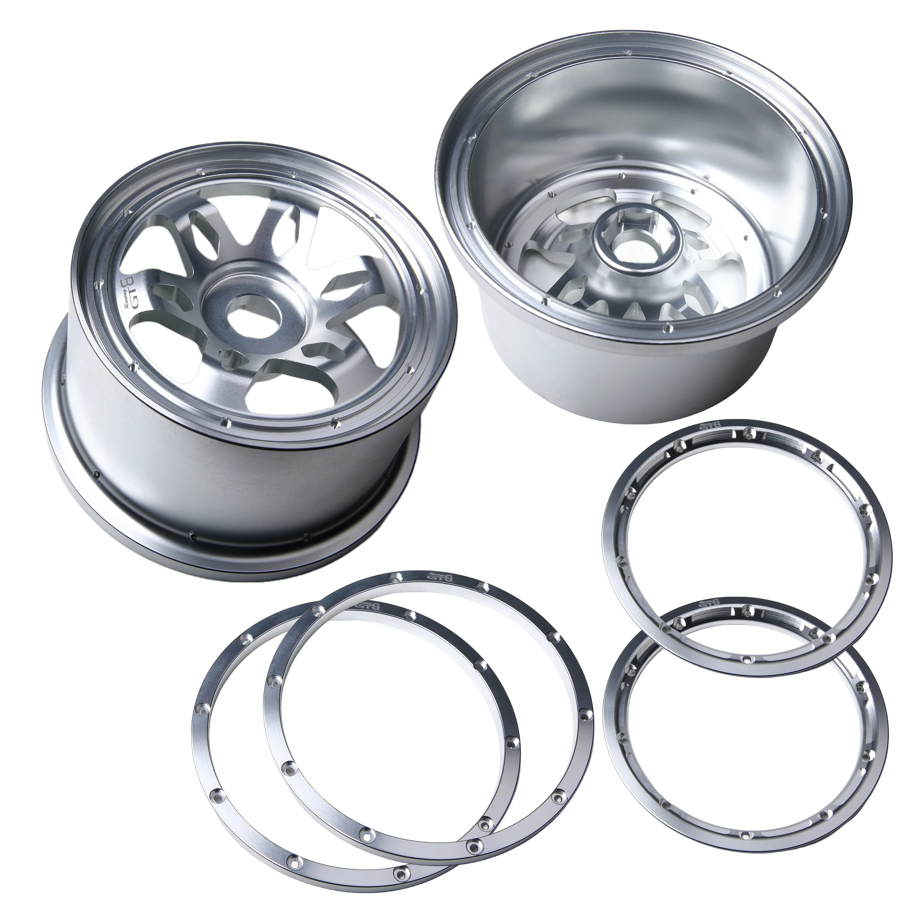 GTB CNC Aluminum Front Rear Wheel Hub with Rings Set for 1/5 RC Car HPI Baja 5B Upgrade Part