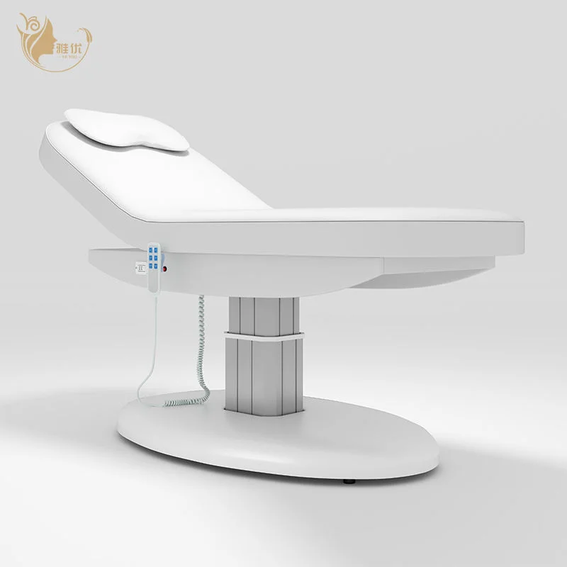 Electric Massage Bed Metal Frame Synthetic Leather Light Gray Commercial Salon Spa Treatment Table