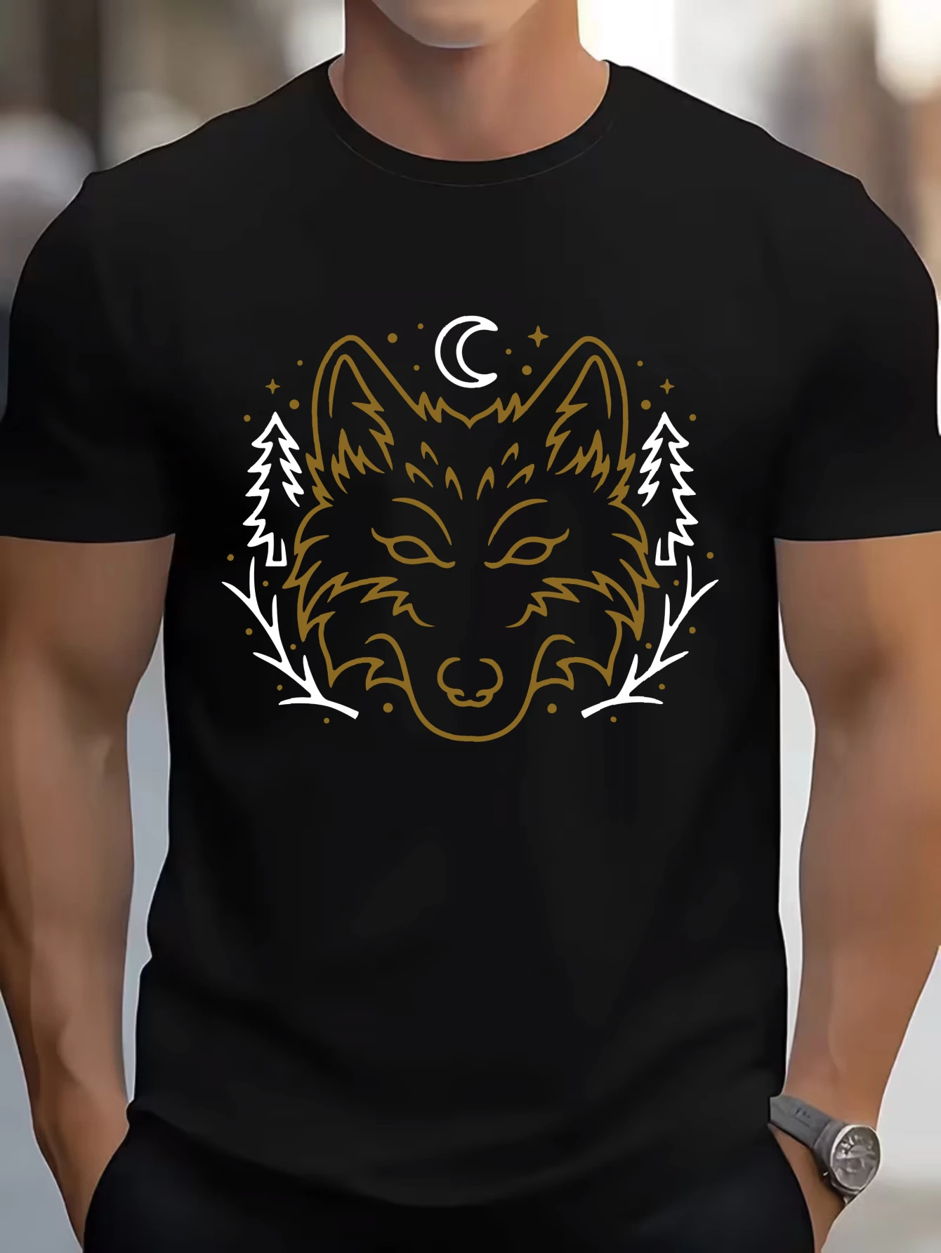 

Vintage Tiger Head Graphic T-Shirt for Men, Wild Cat Style Short Sleeve Tee, Casual Tiger King Print Tops