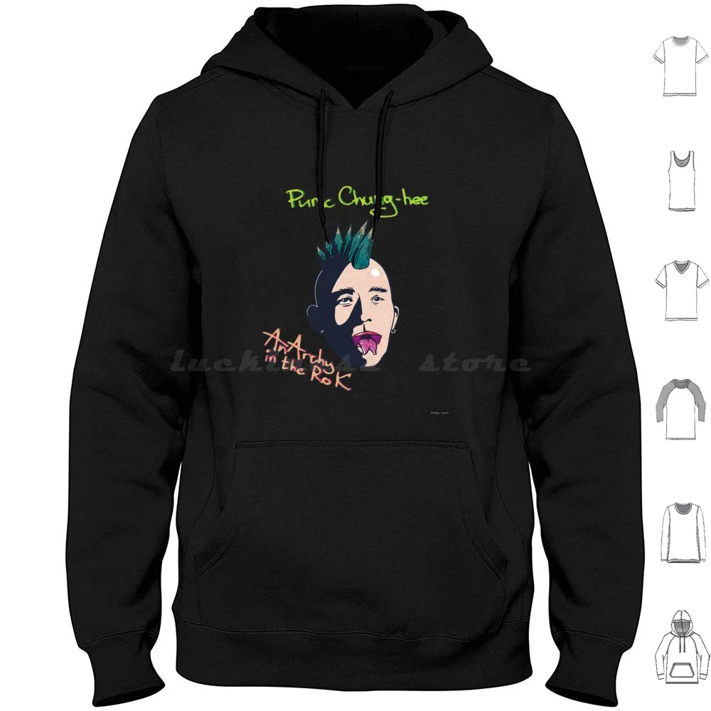 Punk Chung-Hee Hoodie Cotton Long Sleeve Punk Punk Hardcore Korea Korean President Halftone Anarchy Mohawk Tongue