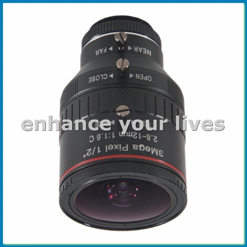 

Промышленный объектив с ручной диафрагмой и зумом 2,8-12 мм, 3-мегапиксельный объектив с креплением C, объектив для видеонаблюдения, аксессуары для камеры-A12I