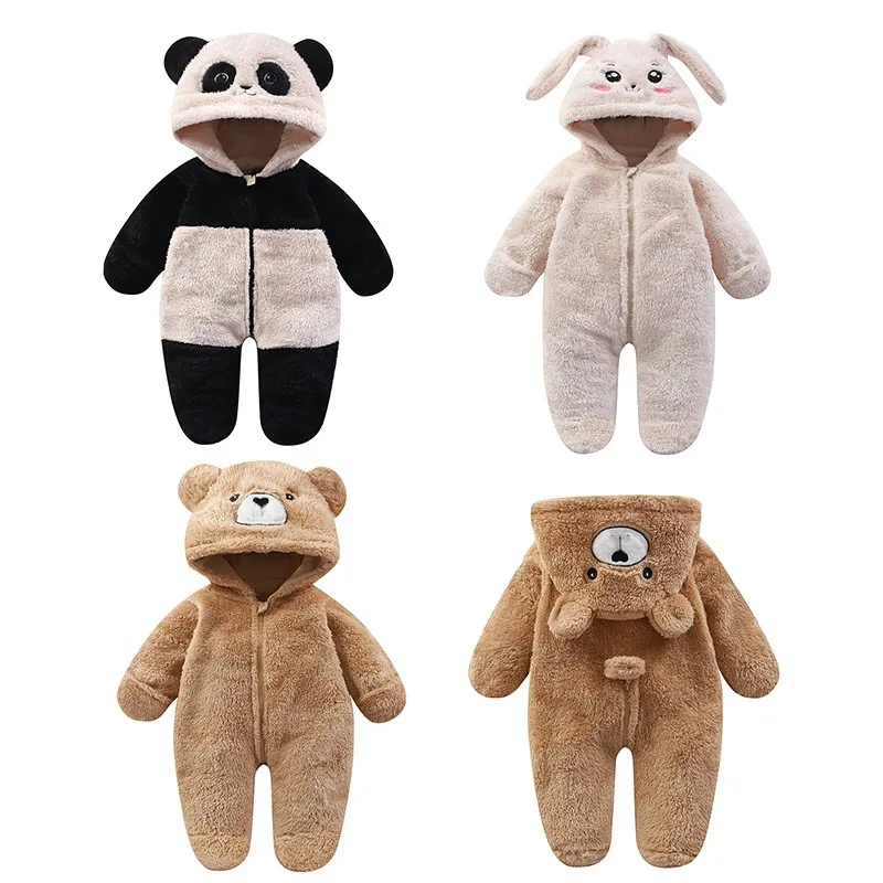 Baby Clothes Girl Home Bodysuit for Newborn Baby Cute Cartoon Animal Clothes Warm Cotton Outdoor Plush Cover Ropa De Bebe Niño