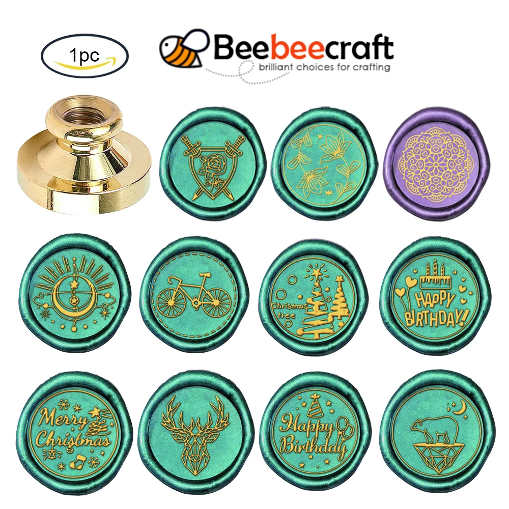 1PC Wax Seal Stamp 25mm Lotus/Datura Bud Retro Brass Head Sealing Stamps Removable Sealing Stamp for Wedding Envelopes