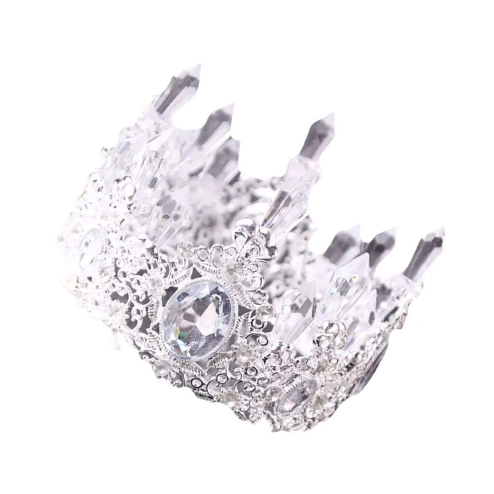 

1Pcs Baroque Crystal Crown Cake Topper Silver Tiara Elegant Crown Decoration Birthday Wedding Party Decor Birthday Cake Decor
