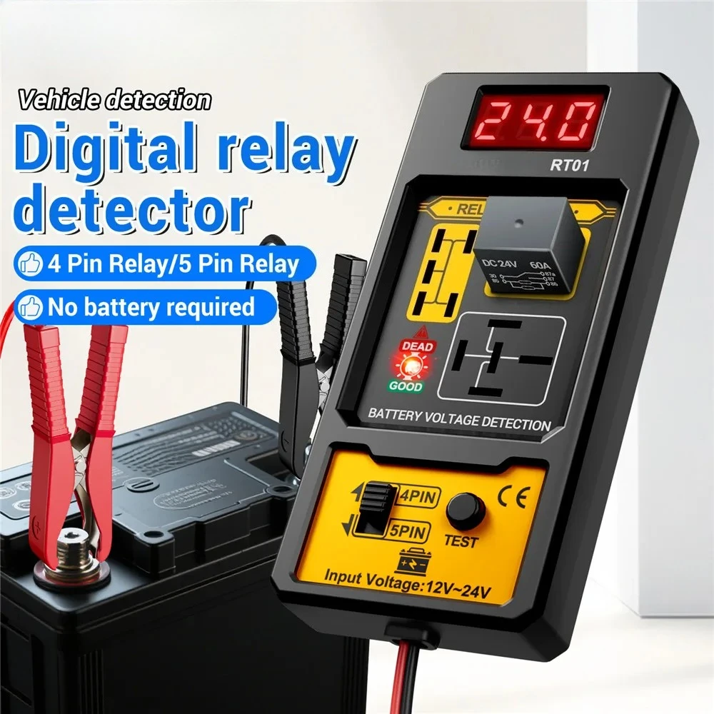 11-25V Relay Detector RT01 Digital Universal 4/5 Pins Car Battery Vehicle Detection Digital Display Voltage Battery Tester