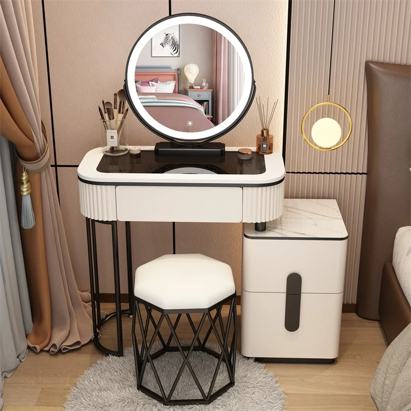 High Quality Dressing Makeup Table Hollywood Style Makeup Vanity Desk 6 Drawers Saving With LED Light