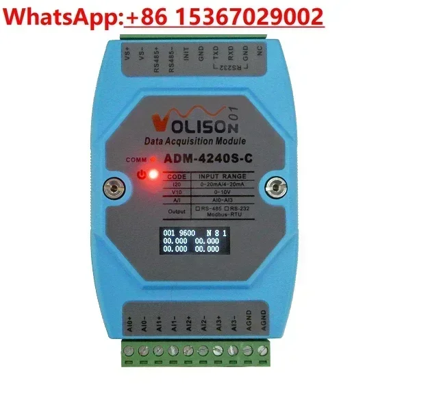

4-channel 4-20ma/0~20mA/0-10V analog input acquisition module to RS485 MODBUS-RTU