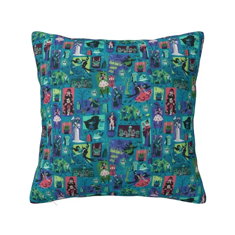 

Custom Modern Halloween Film Haunted Mansion Collage Cushion Cover Soft Pillow Case