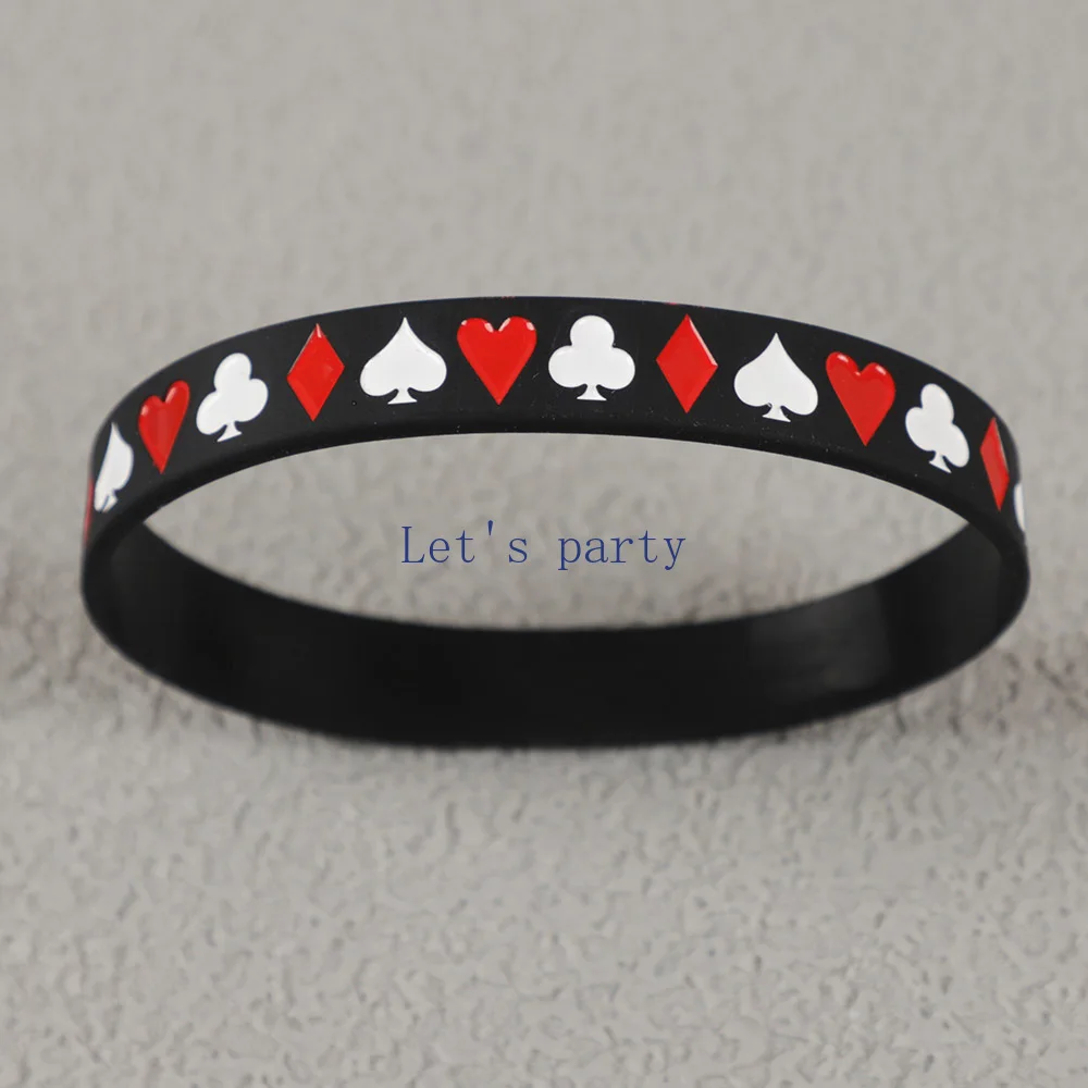 10Pc Casino Las Vegas Poker Theme Silicone Bracelet Wristband for Adults Boy Birthday wedding Game Night Party Favors Decoration