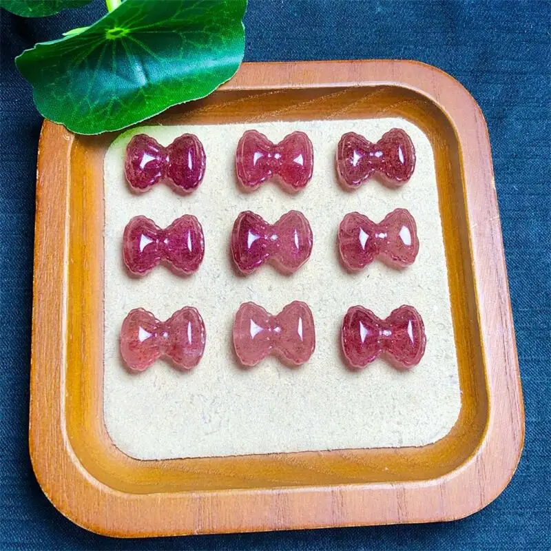 5PCS Natural Strawberry Quartz Bowl Pendant Healing Fengshui Gemstone Carved Figurine Jewelry For Women Gift