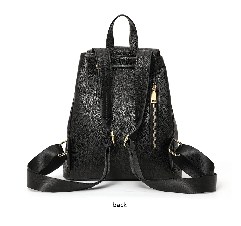 Damen-Rucksack aus genarbtem Leder, Mini-Rucksack mit Kordelzug und goldener Schnalle, lässiger Tagesrucksack für Damen, ideal für Arbeit und den täglichen Gebrauch – Detail 13