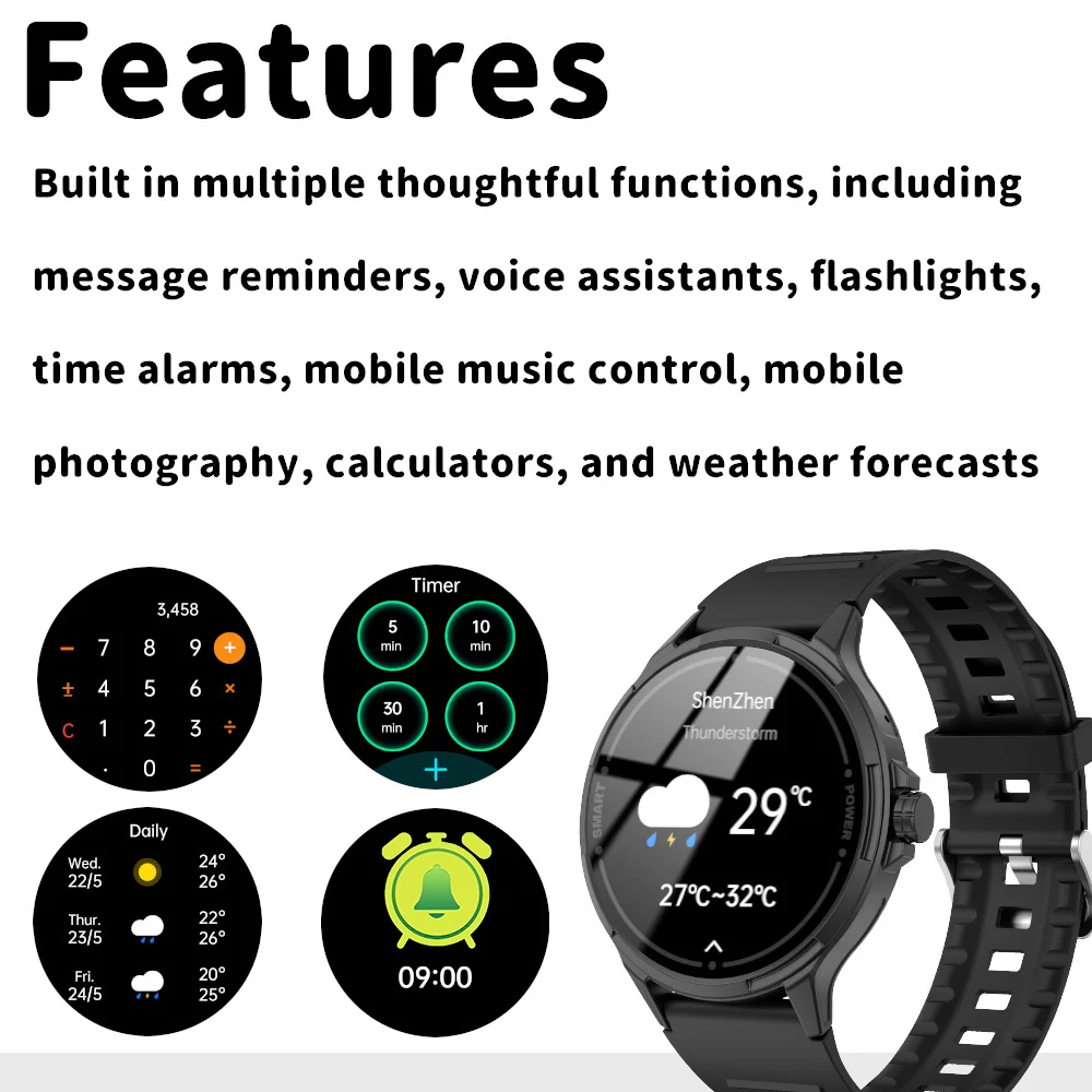 بلوتوث دعوة Smartwatch النساء شاشة AMOLED مراقب معدل ضربات القلب مقاوم للماء الساعات الذكية الرجال مساعد الصوت لنظام IOS أندرويد