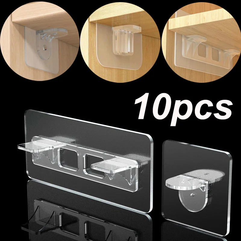 

Adhesive Shelf Support Pegs Closet Partition Holder Bracket Cabinet Support Clips Wall Hanger Sticker For Kitchen Bathroom