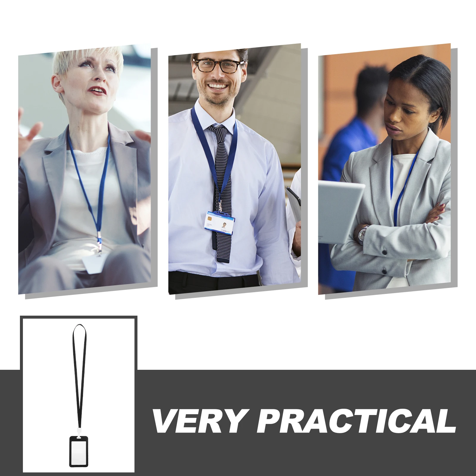 

10Pcs Id Badge Holder Lanyard Transparent Card Sleeve Protective Cover for Name Tags Business Cards Postcards Storage Solution