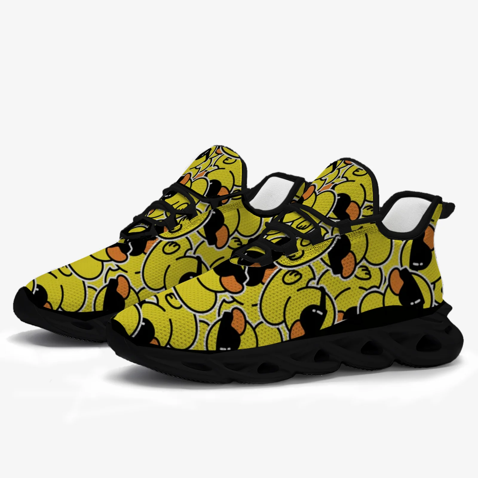 Gele eend met zonnebril casual sneakers, heren en dames, hardloopschoenen, lichtgewicht mesh-schoenen
