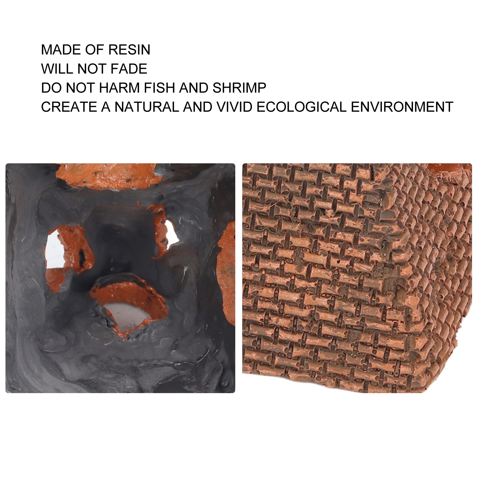 Resin Craft Aquarium Ornament Brick Red Ancient Ruins Style Pyramid Castle Hollow Openings Textured Surface Hiding Cave