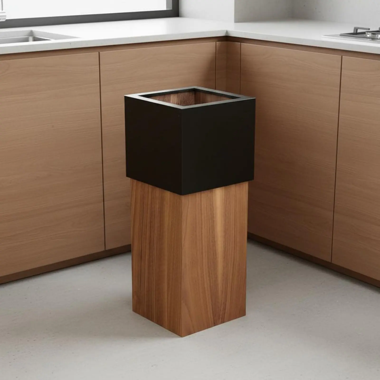 

Tall Narrow Waste Container Space Saving Wooden Trash Can Modern Rectangular Trash Container Dual-Tone Color Houseware Lidless