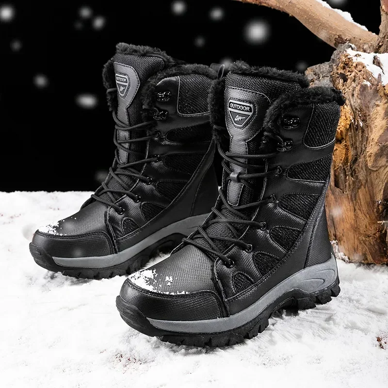 Winter Men Boots 2023 Warm Platform Snow Boots for Men Outdoor Black High Hiking Shoes Ankle Men Outdoor Boots Hombre