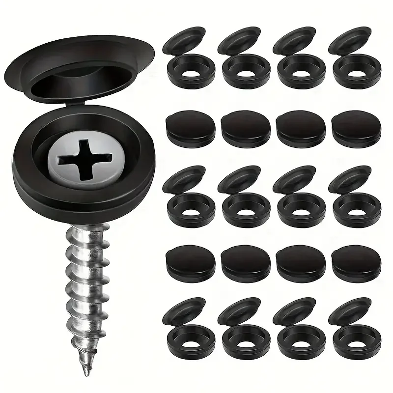 1000pcs Hinged Plastic Screw Cap Cover Fold Snap Protective Cap Button For Car Furniture Decorative Nuts Cover Bolts Hardware