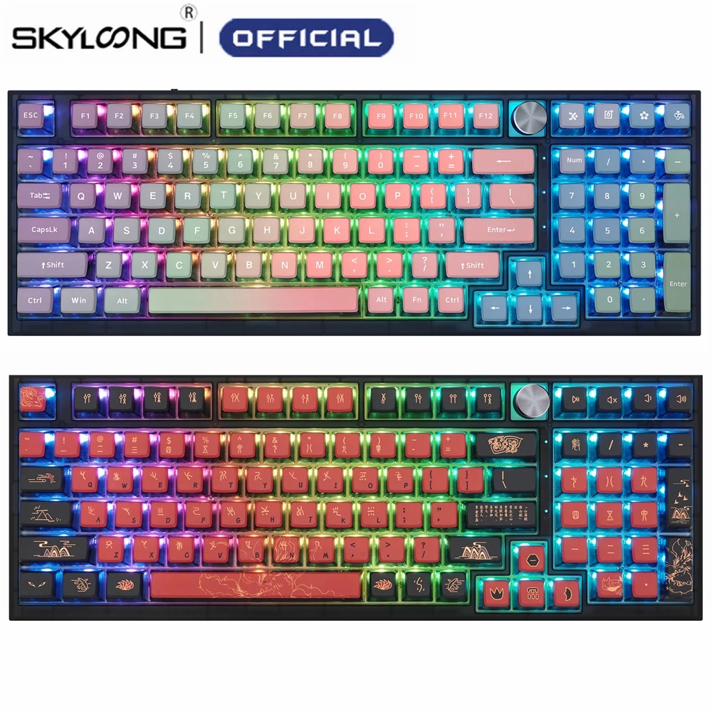 

SKYLOONG Mechanical Keyboard GK980 JIUWEI Rainbow 2.4G Bluetooth Wireless Wired PBT Hot Swap Knob RGB Gamer MAC Gaming Keyboards