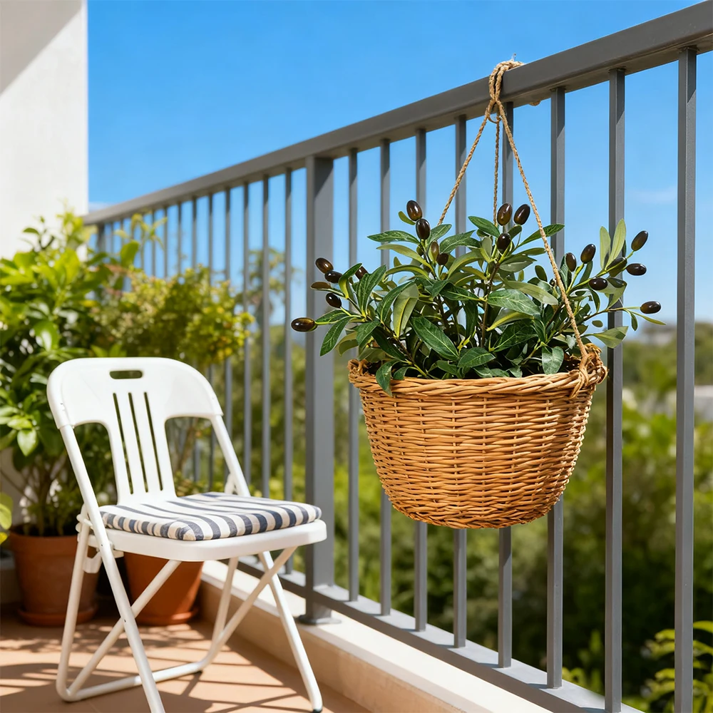 35 cm künstlicher Olivenzweig, künstliche Pflanzen, grüne Olivenblätter, Schaumbeere, kleine Palmfrucht für Zuhause, Garten, Hochzeit, Party, Dekoration – Detail 5